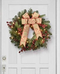 Puleo International 24" Prelit Premium Decorated Wreath with 35 Clear Incandescent Lights