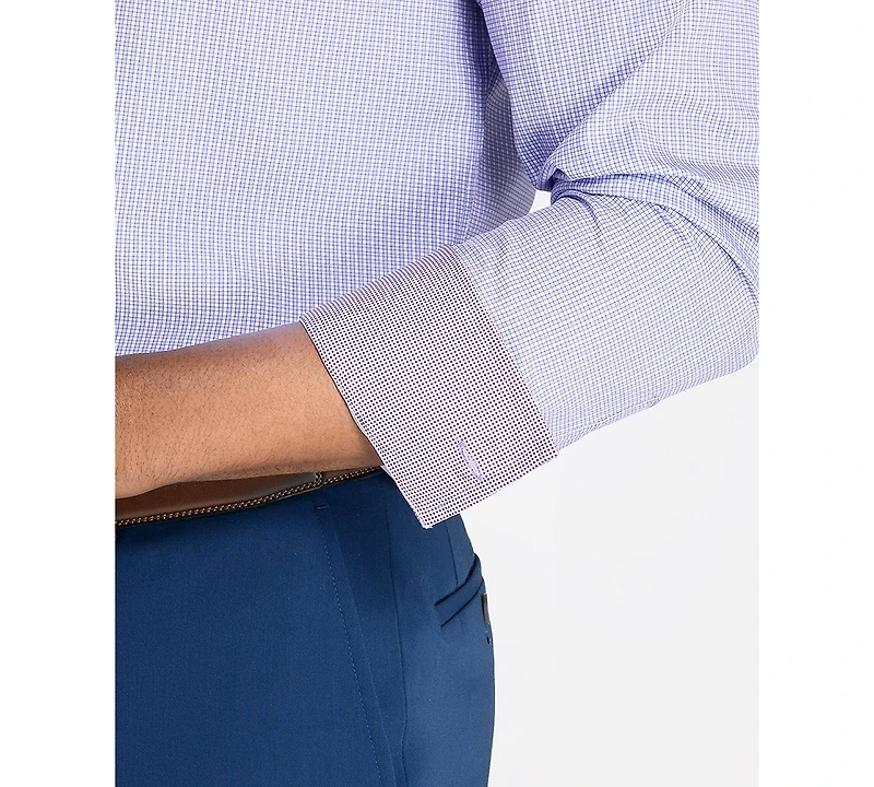 Men's Recycled Slim Fit Check 4-Way Stretch Performance Dress Shirt