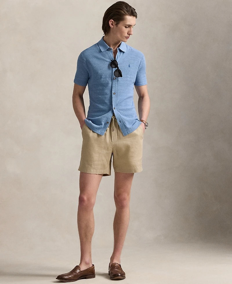 Polo Ralph Lauren Men's Textured Cotton-Linen Shirt Sweater