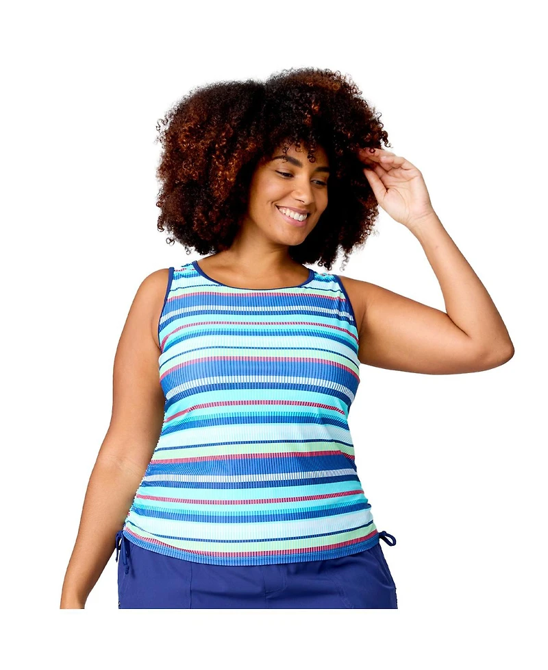 Free Country Plus Full Side Shirring Tankini Top