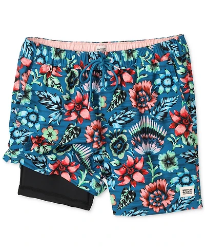 Scotch & Soda Men's Full Bloom Floral Drawstring Swim Trunks