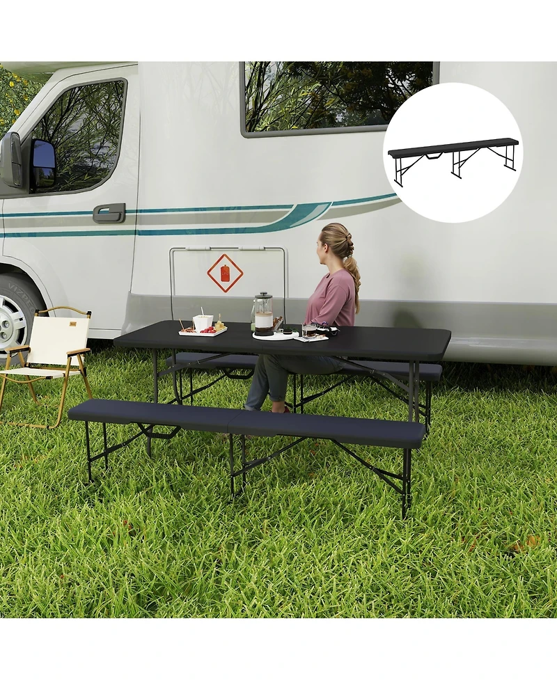 Outsunny 2 Pack 6 ft. Plastic Folding Benches,