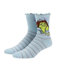 Shrek Women's Fiona & Butterflies Blue Casual Crew Socks