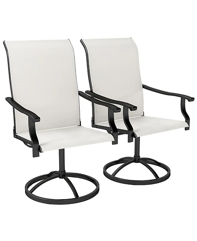 Outsunny Patio Swivel Chairs Set of 2, High Back Dining