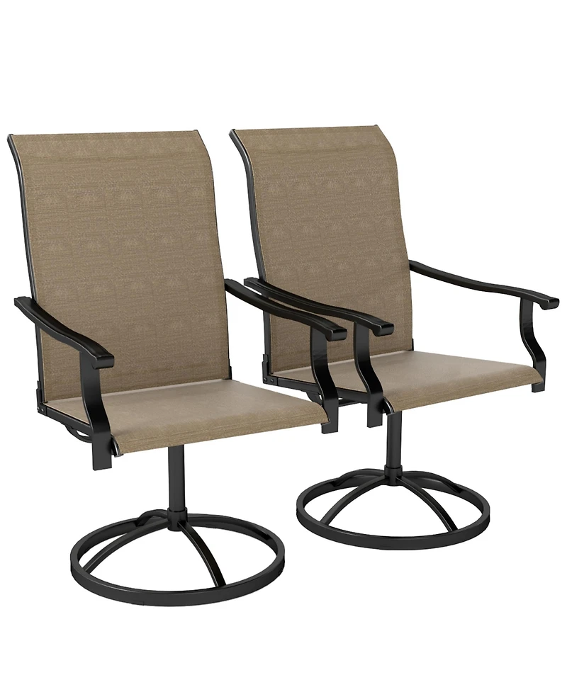 Outsunny Patio Swivel Chairs Set of 2, High Back Dining