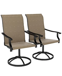Outsunny Patio Swivel Chairs Set of 2, High Back Dining
