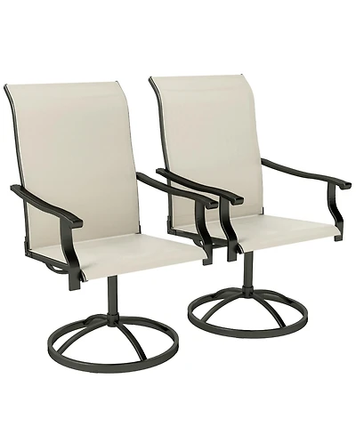 Outsunny Patio Swivel Chairs Set of 2, High Back Dining
