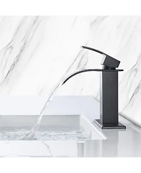 Waterfall Spout Bathroom Faucet,Single Handle Bathroom Vanity Sink Faucet