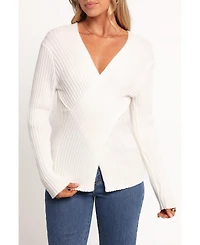 Petal and Pup Women's Hannon Ribbed Crossover Knit Sweater
