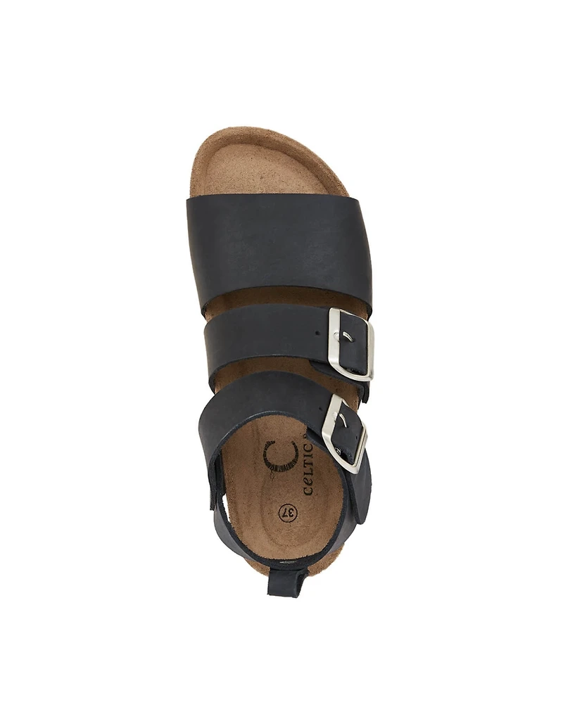 An elegant triple strap sandal