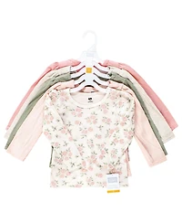 Hudson Baby Girls Thermal Long Sleeve Tees 5pk, Soft Pink Sage Rose, 18-24 Months