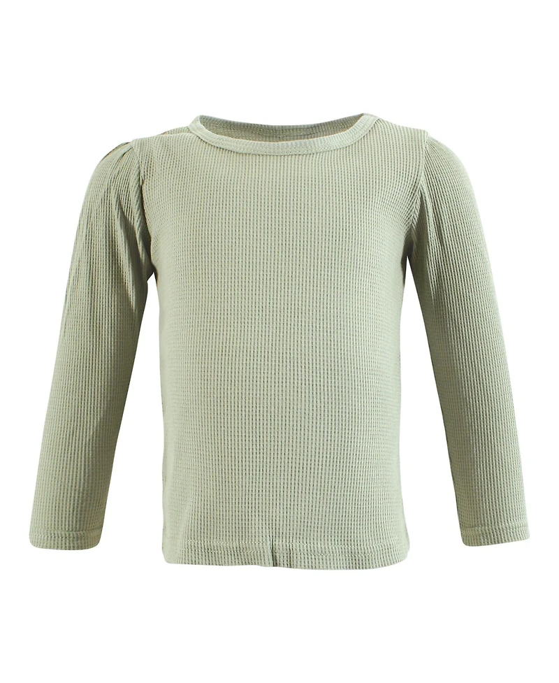 Hudson Baby Girls Thermal Long Sleeve Tees 5pk, Soft Pink Sage Rose, 18-24 Months
