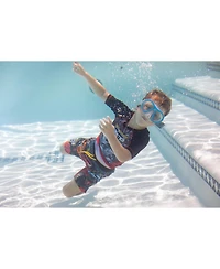 Monster Jam Toddler Boys Pullover Rash Guard and Swim Trunks Outfit Set