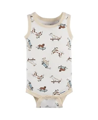 Gerber Baby Boys 4-Pack Sleeveless Onesies Bodysuits, Blue Bike