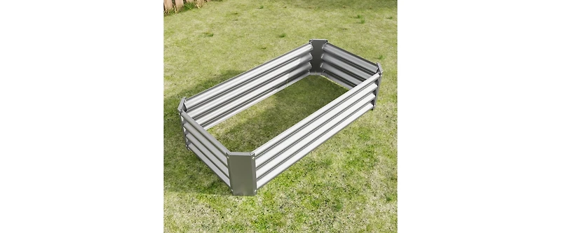 Galvanized Planter Bed,Galvanized Raised Garden Bed Kit, Galvanized Planter Raised Garden Boxes Outdoor, Oval Large Metal Raised Garden Beds for Veget