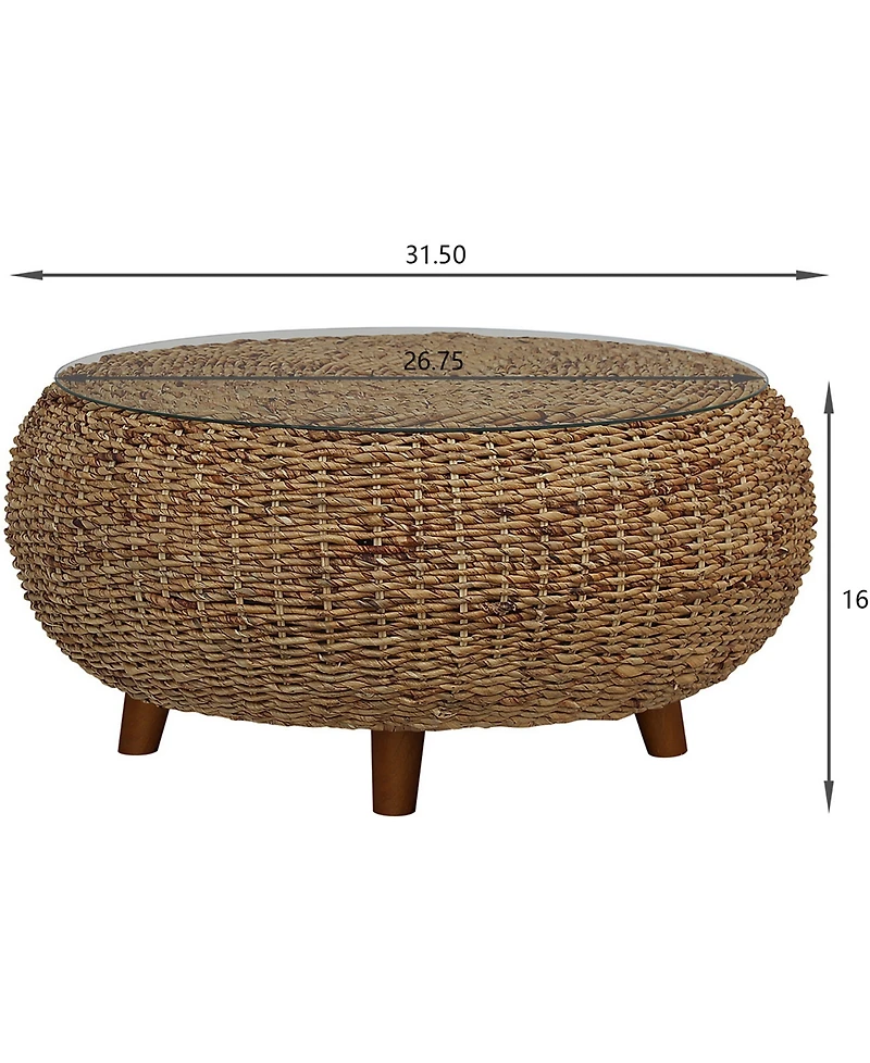 Gallerie Decor Stonebridge Coffee Table With Glass Top