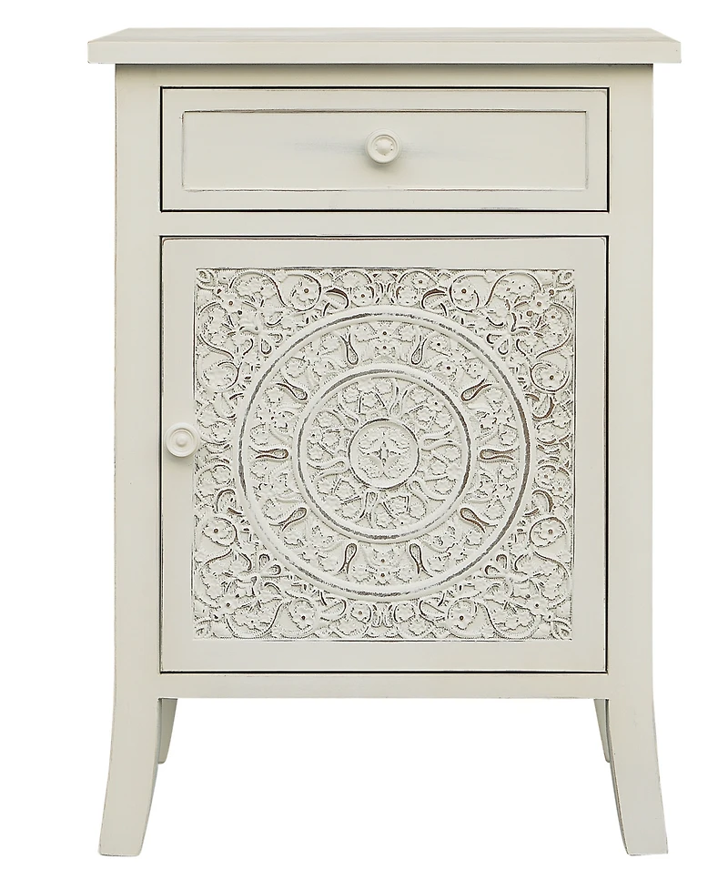 Gallerie Decor Antiqued Carved Side Table