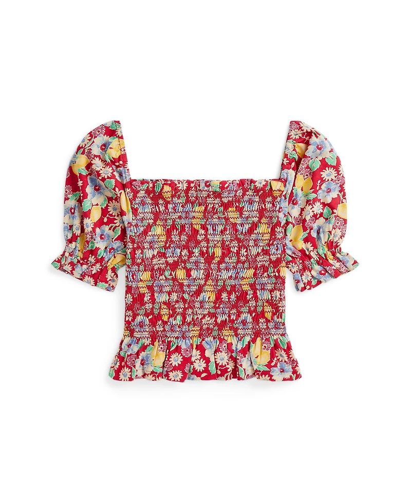 Polo Ralph Lauren Big Girls Floral Smocked Jersey Top