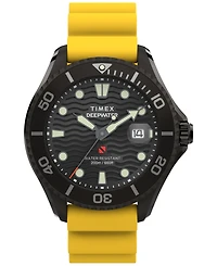 Timex Men's Quartz Analog Yellow Rubber Watch, 44mm