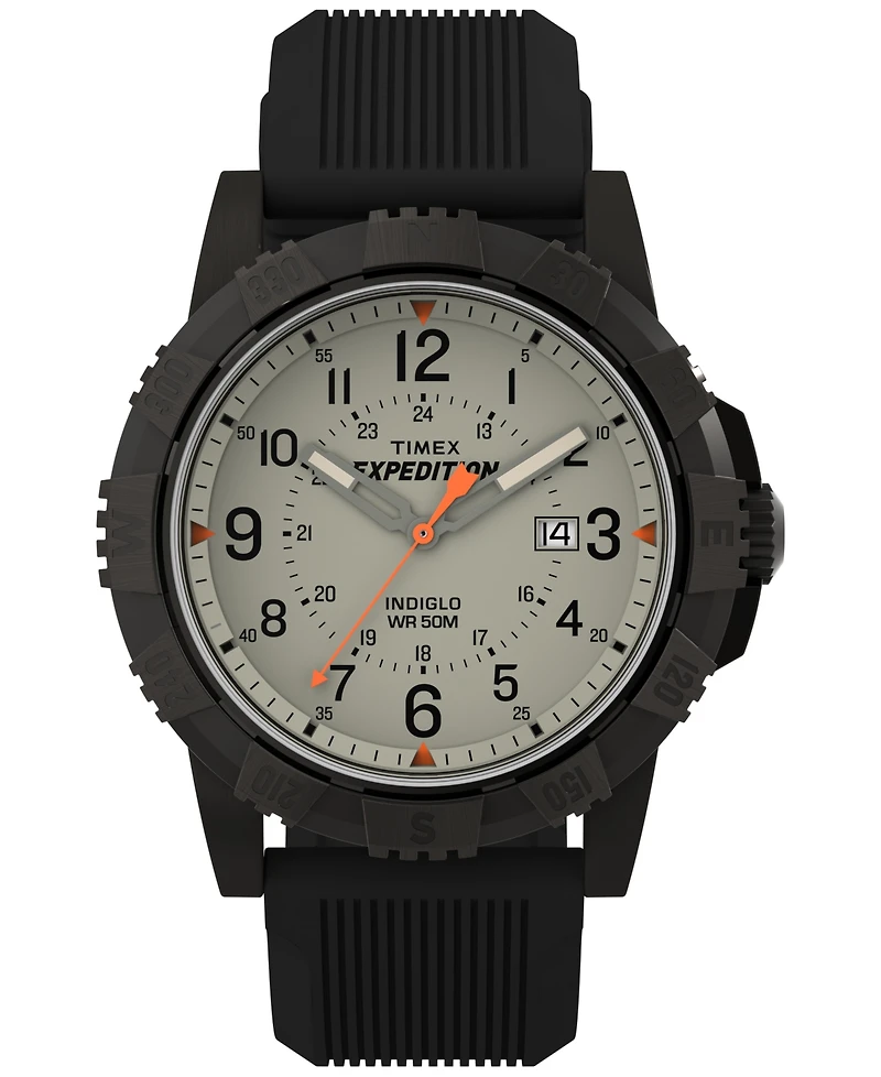 Timex Men's Quartz Analog Black Silicone Watch, 45mm