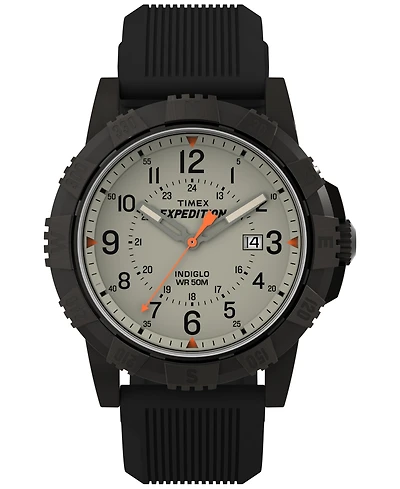 Timex Men's Quartz Analog Black Silicone Watch, 45mm
