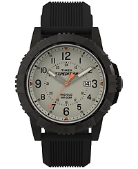 Timex Men's Quartz Analog Black Silicone Watch, 45mm