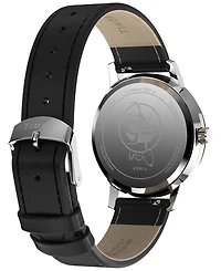 Timex Unisex Quartz Analog Black Leather Watch, 38mm