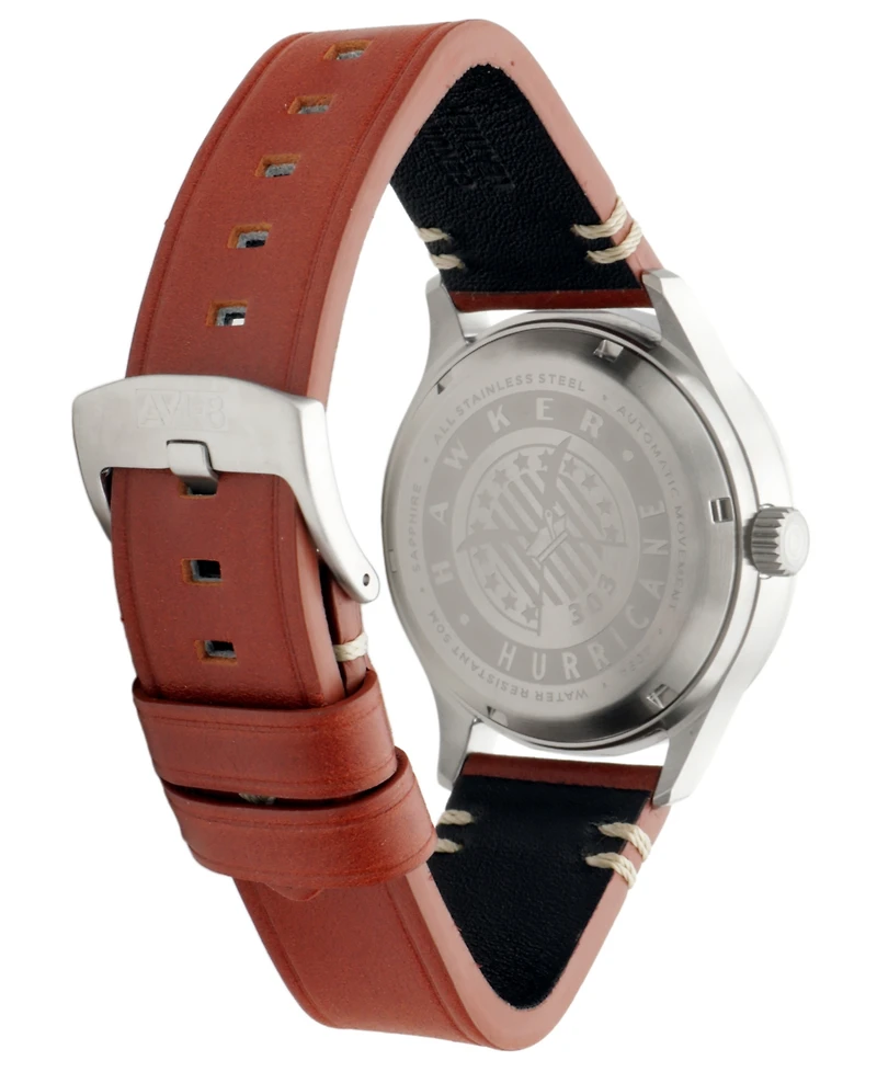 Avi-8 Men's Hawker Hurricane Kent Automatic Tan Leather Strap Watch, 43mm