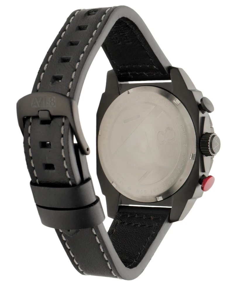 Avi-8 Men's Hawker Hunter Atlas Dual-Time Chronograph Leather Strap Watch
