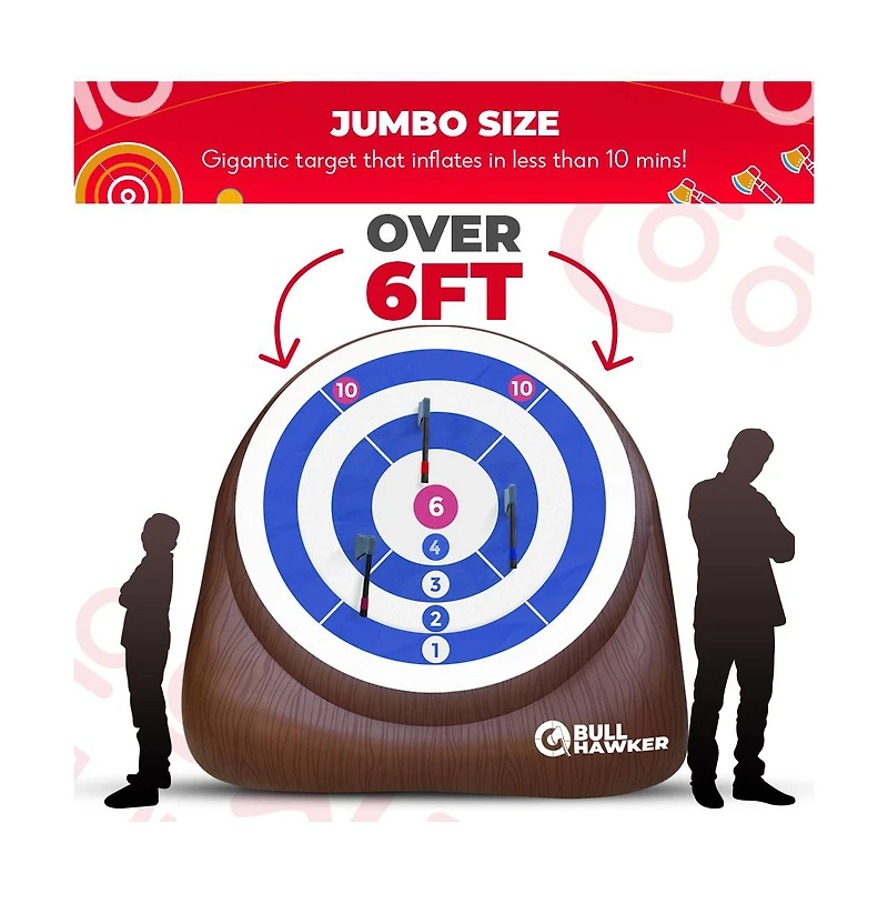 Bull Hawker | Giant Axe Darts (Over 6ft Tall) w/ 15+ Games | Axe Throwing Game for Backyard w/ Air Pump | Carnival Game