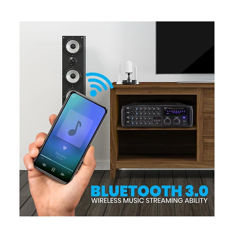 Pyle 2000W Bluetooth Stereo Mixer Karaoke Amplifier - PMXAKB2000