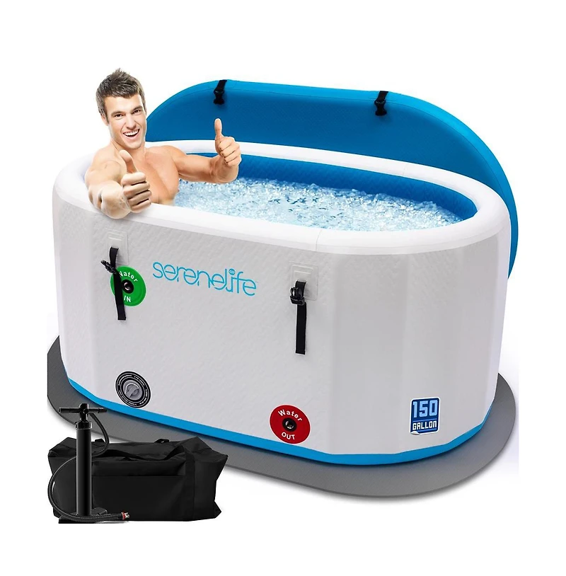 SereneLife Inflatable Cold Plunge Tub - Oversized Ice Bath for Recovery & Therapy
