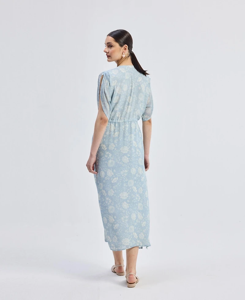 Reistor Women's Maxi Gathered Dress Blue Florals