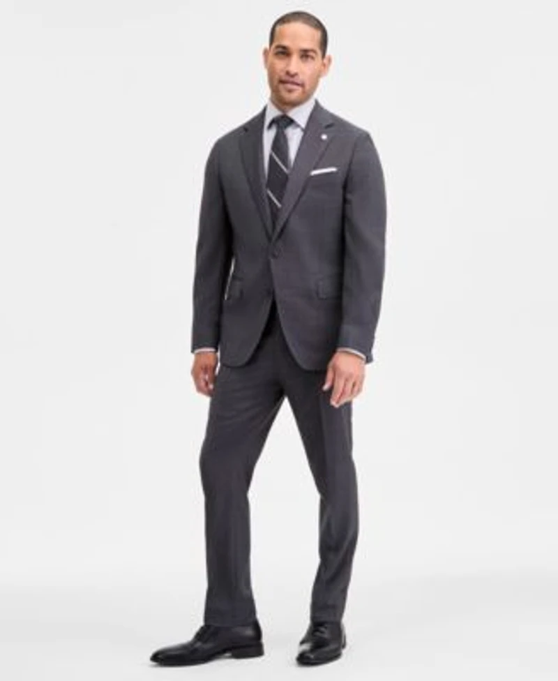 Ted By Ted Baker Mens Modern Fit Charcoal Birdseye Wool Blend Suit Separates