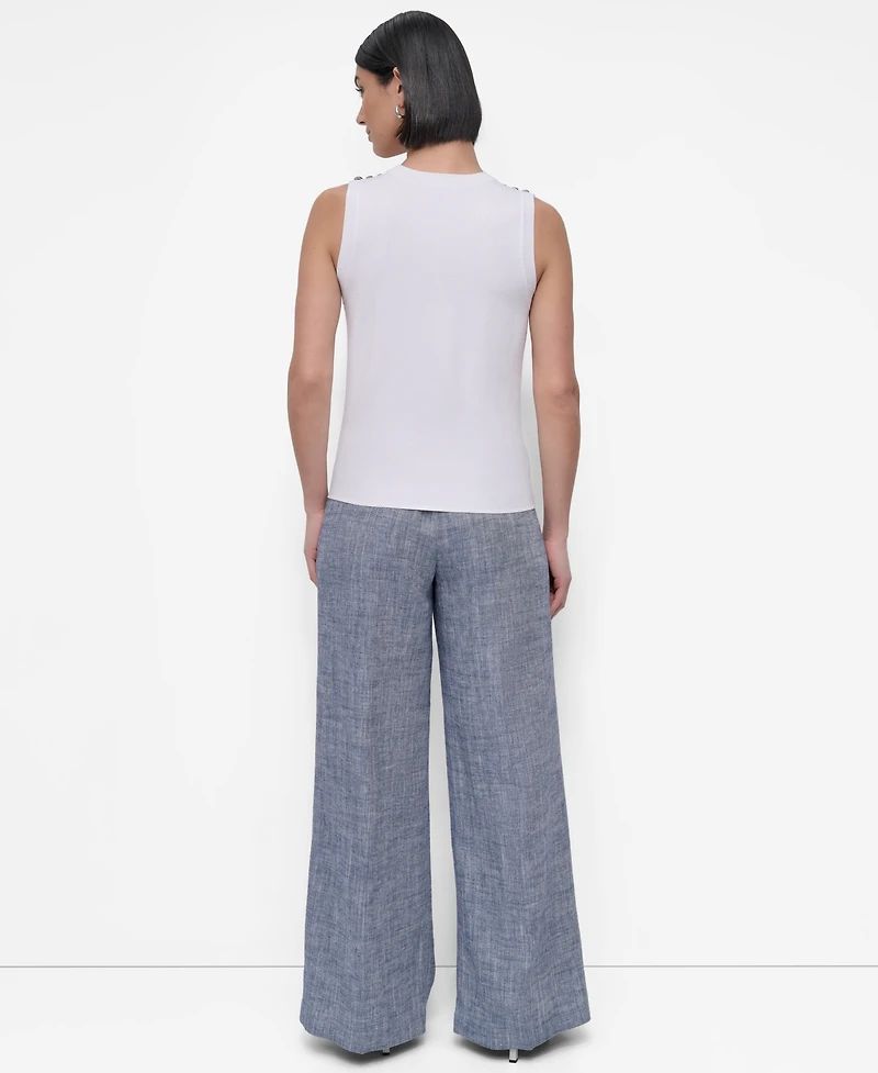 Dkny Petite Crewneck Sleeveless Top