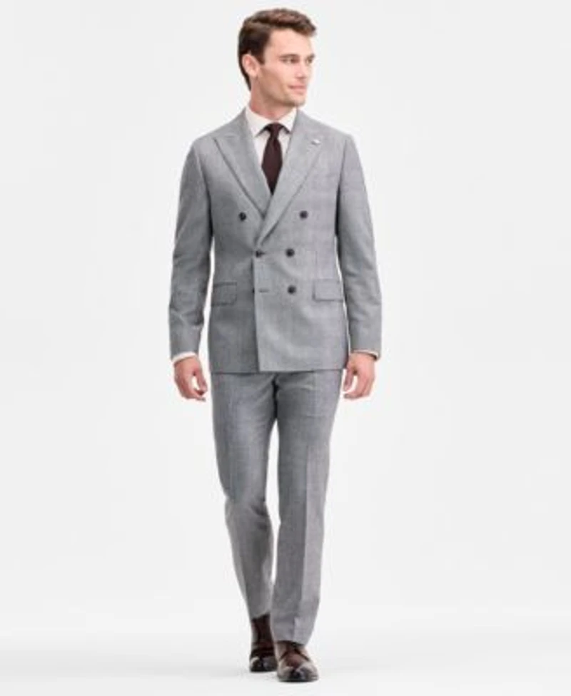 Ted By Ted Baker Mens Modern Fit Black White Wool Blend Double Breasted Suit Separates