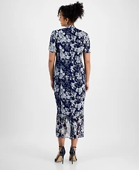 Connected Women's Shirred-Front Short-Sleeve Sheath Dress