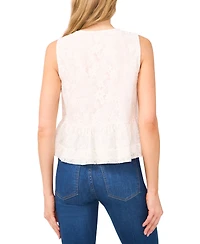 CeCe Women's Lace Split-Neck Peplum Tank