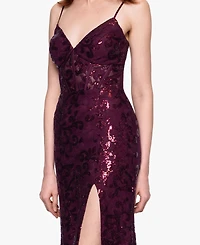 Blondie Nites Juniors' Sequined Lace Corset Gown