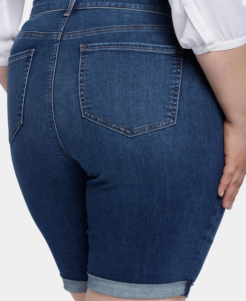 Nydj Plus Size Briella Denim Shorts with Roll Cuffs