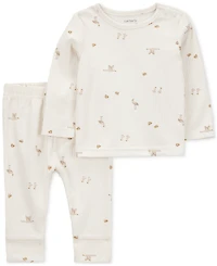 Carter's Baby Bird-Print Long-Sleeve T-Shirt & Pants, 2 Piece Set