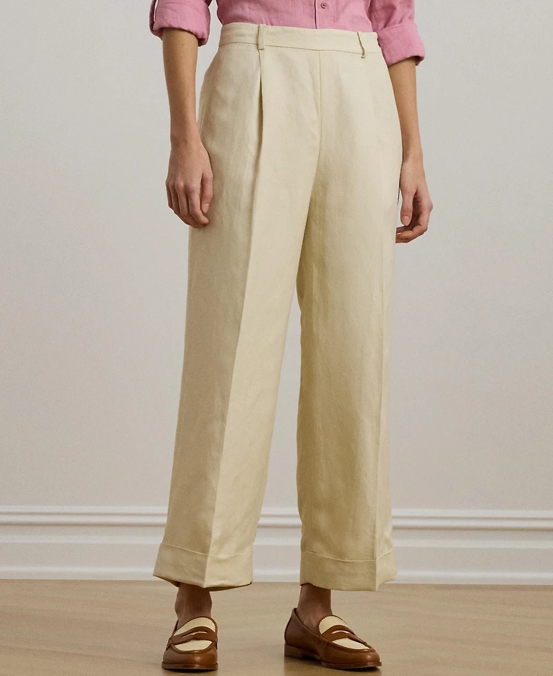 Lauren Ralph Lauren Women's Linen-Blend Twill Wide-Leg Pants