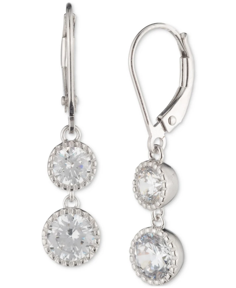 Lauren Ralph Lauren Sterling Silver Cubic Zirconia Double Drop Earrings