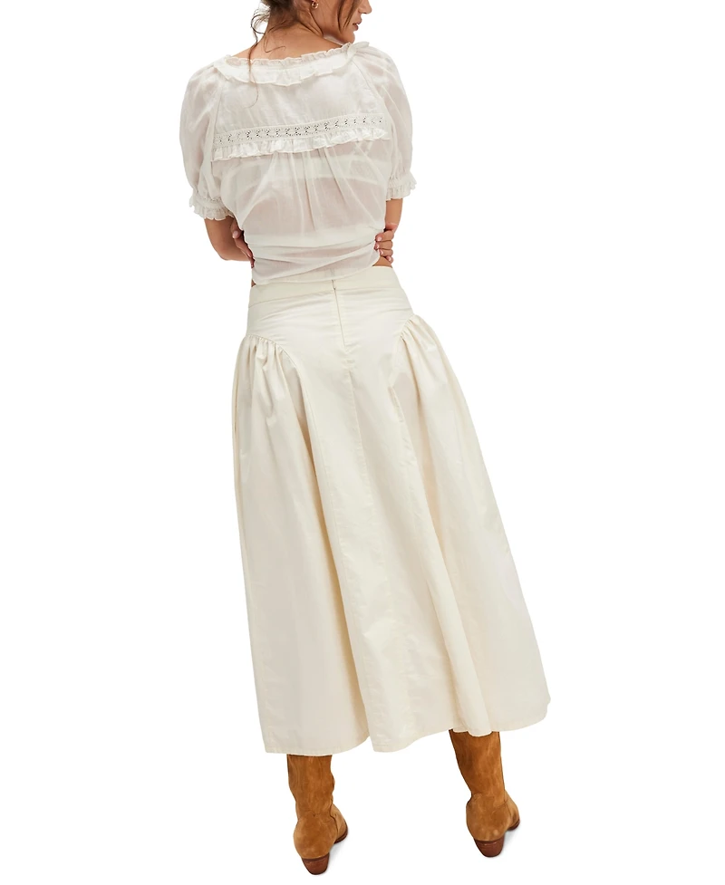 Free People Women's Katia Cotton Side-Ruched Maxi Skirt