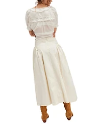 Free People Women's Katia Cotton Side-Ruched Maxi Skirt