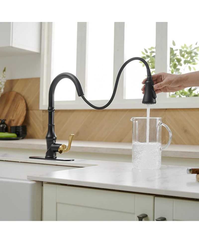 High Arc Kitchen Faucet with Single-Handle Pull-Down Sprayer and 3 Spray Modes