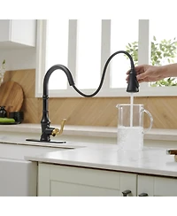 High Arc Kitchen Faucet with Single-Handle Pull-Down Sprayer and 3 Spray Modes