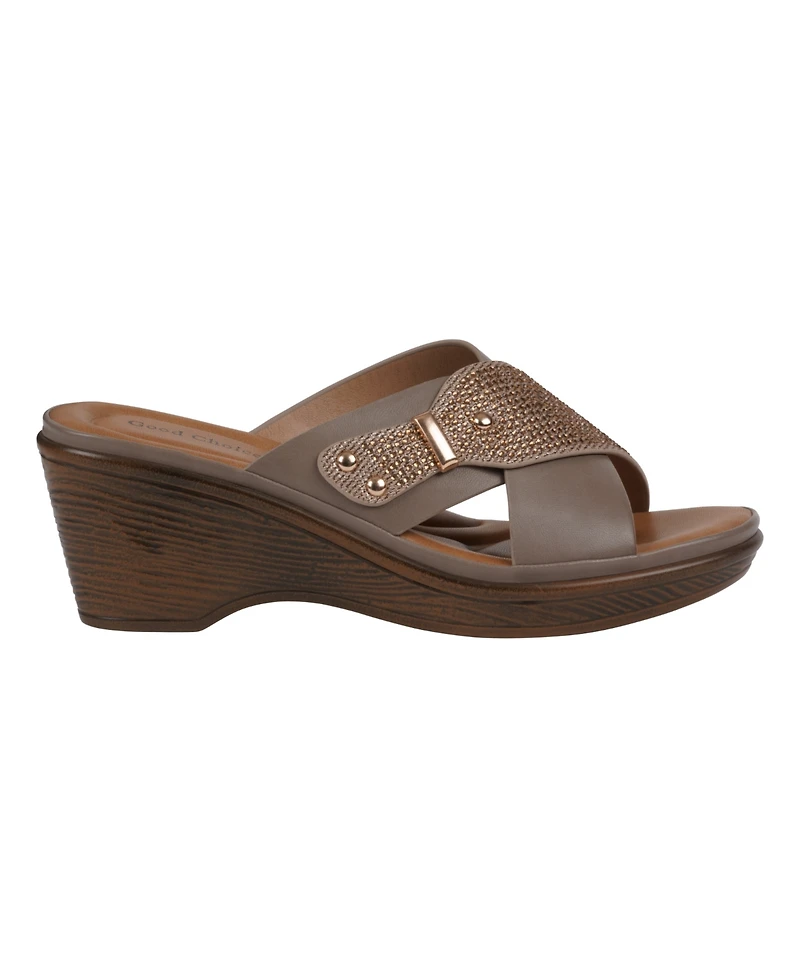 Gc Shoes Women's Ash Crisscross Wedge Sandals