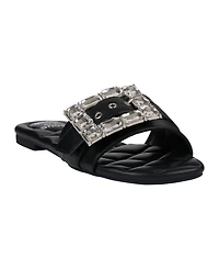 Gc Shoes Women's Bianca Rhinestone Buckle Flat Sandals