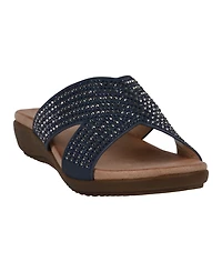 Gc Shoes Women's Sharlene Embellished Cross-Strap Flat Sandals